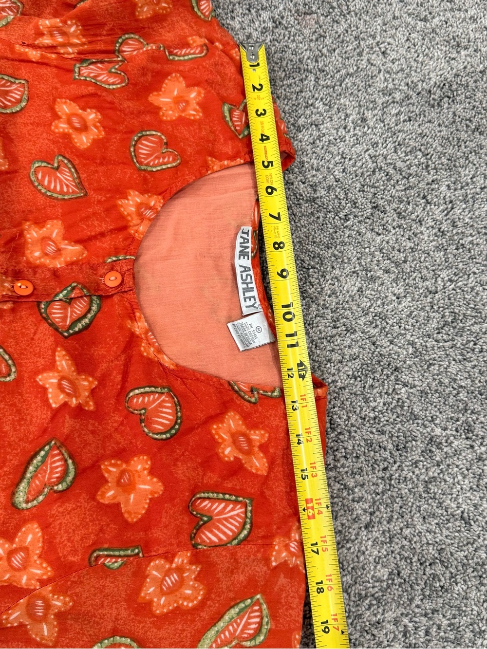 Vtg Jane Ashley 100% Cotton Voile Novelty Print Orange Midi Dress Women’s M - Picture 7 of 11